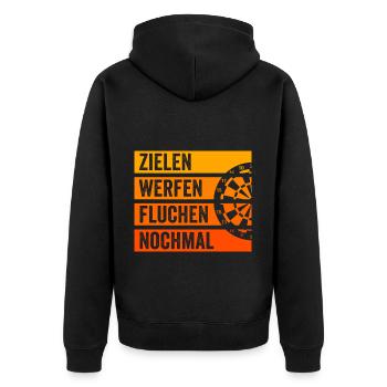 Darts Spruch Dart Spieler - Unisex Premium Bio Zip Hoodie - Schwarz - Hinten - Nico (187cm)