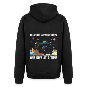Diving Adventure Divers Sea Ocean - Unisex Premium Organic Zip Hoodie - black - Back - Nico (187cm)