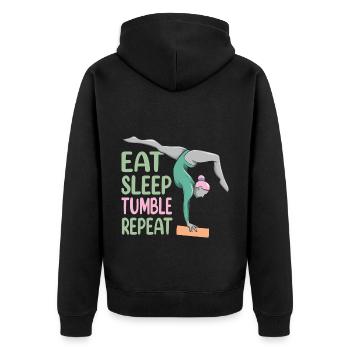 Eat Sleep Tumble Repeat Funny Gymnastics Gymnast - Unisex Premium Bio Zip Hoodie - Schwarz - Hinten - Nico (187cm)