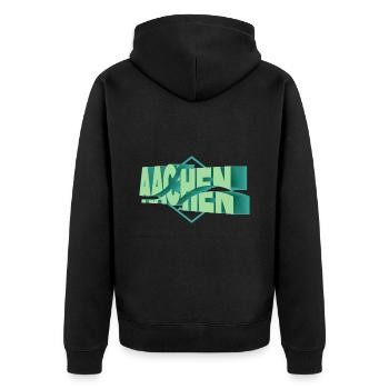 Aachen Germany City 3D Font Skyline - Unisex Premium Organic Zip Hoodie - black - Back - Nico (187cm)
