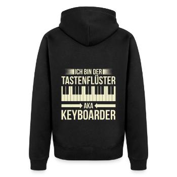 Ich Bin der Tastenflüsterer AKA Keyboarder - Unisex Premium Bio Zip Hoodie - Schwarz - Hinten - Nico (187cm)