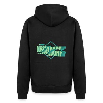 Dusseldorf Germany City 3D Font Skyline - Unisex Premium Organic Zip Hoodie - black - Back - Nico (187cm)
