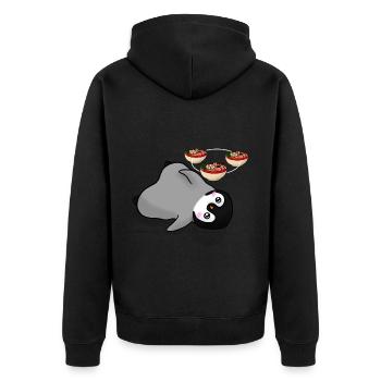 Kawaii Penguin Anime with Ramen - Unisex Premium Organic Zip Hoodie - black - Back - Nico (187cm)