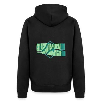 Gelsenkirchen Deutschland Stadt 3D Schrift Skyline - Unisex Premium Bio Zip Hoodie - Schwarz - Hinten - Nico (187cm)
