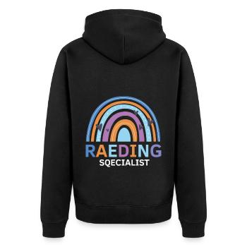 Dyslexia Awareness and Dyslexia Teachers - Unisex Premium Organic Zip Hoodie - black - Back - Nico (187cm)