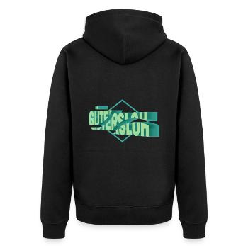 Gütersloh Deutschland Stadt 3D Schrift Skyline - Unisex Premium Bio Zip Hoodie - Schwarz - Hinten - Nico (187cm)
