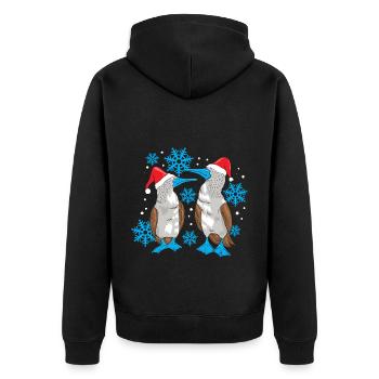 Blaufußtölpel Weihnachten - Unisex Premium Bio Zip Hoodie - Schwarz - Hinten - Nico (187cm)