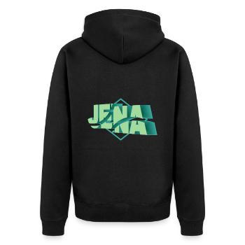 Jena Deutschland Stadt 3D Schrift Skyline - Unisex Premium Bio Zip Hoodie - Schwarz - Hinten - Nico (187cm)