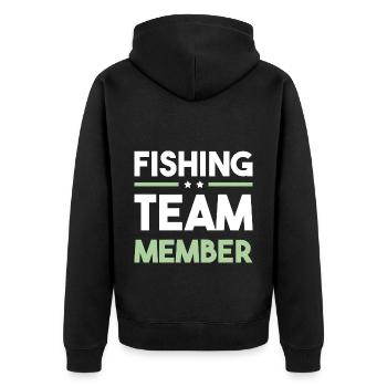 Fishing Team - Unisex Premium Organic Zip Hoodie - black - Back - Nico (187cm)
