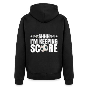 Shhh, I'm Keeping Score 6 - Unisex Premium Bio Zip Hoodie - Schwarz - Hinten - Nico (187cm)