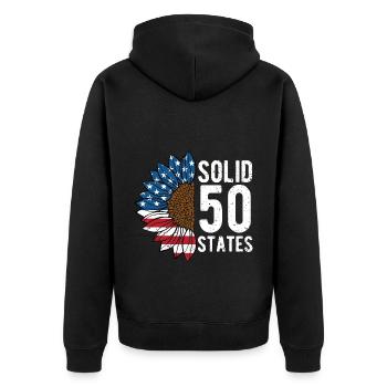 Solid 50 States American Proud USA Confident - Unisex Premium Organic Zip Hoodie - black - Back - Nico (187cm)