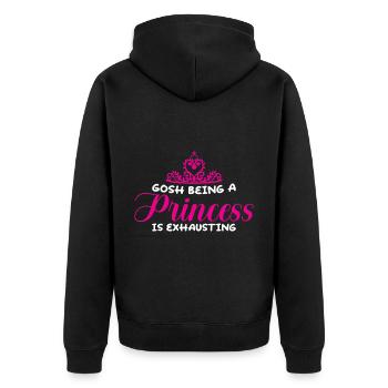 Gosh Being A Princess Is Exhausting 4 - Unisex Premium Bio Zip Hoodie - Schwarz - Hinten - Nico (187cm)