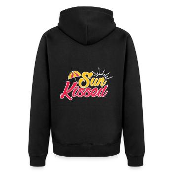 sun kissed - Unisex Premium Bio Zip Hoodie - Schwarz - Hinten - Nico (187cm)