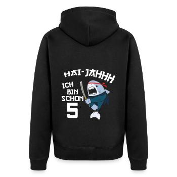5. Geburtstag Ninja 5 Jahre Ninja Hai Kostüm - Unisex Premium Bio Zip Hoodie - Schwarz - Hinten - Nico (187cm)
