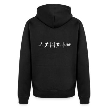 Rugby heartbeat rugby gift - Unisex Premium Organic Zip Hoodie - black - Back - Nico (187cm)