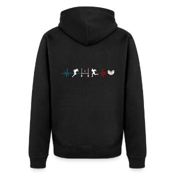Rugby-Herzschlag Frankreich Geschenke-Team - Unisex Premium Bio Zip Hoodie - Schwarz - Hinten - Nico (187cm)
