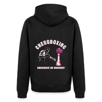 Schachboxen - Schachmatt Oder Knockout Schachboxen - Unisex Premium Bio Zip Hoodie - Schwarz - Hinten - Nico (187cm)