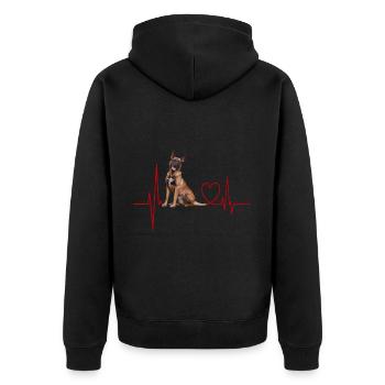 Heartbeat Gift for Dogs - Unisex Premium Organic Zip Hoodie - black - Back - Nico (187cm)