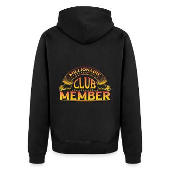 Millionaire Club Member 35 - Unisex Premium Bio Zip Hoodie - Schwarz - Hinten - Nico (187cm)
