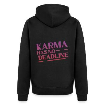 Le karma n’a pas de date limite 4 - Veste à capuche bio Premium Unisexe - noir - Dos - Nico (187cm)