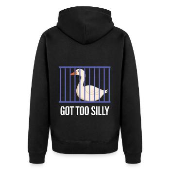 Funny goose in a cage - Unisex Premium Organic Zip Hoodie - black - Back - Nico (187cm)