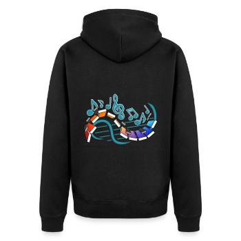 Piano Notes Musicales Street Art - Veste à capuche bio Premium Unisexe - noir - Dos - Nico (187cm)