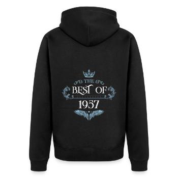 1957 best of - Unisex Premium Bio Zip Hoodie - Schwarz - Hinten - Nico (187cm)