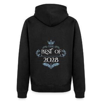 2028 best of - Unisex Premium Bio Zip Hoodie - Schwarz - Hinten - Nico (187cm)