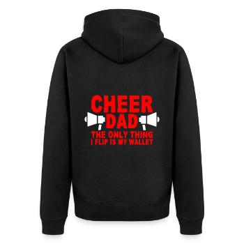 Cheer Dad, The Only Thing I Flip Is My Wallet 7 - Unisex Premium Bio Zip Hoodie - Schwarz - Hinten - Nico (187cm)