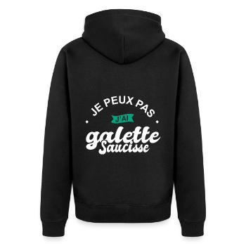 je peux pas j ai galette sausisse bretagne - Veste à capuche bio Premium Unisexe - noir - Dos - Nico (187cm)