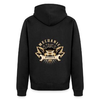 Badge mécanicien - Veste à capuche bio Premium Unisexe - noir - Dos - Nico (187cm)