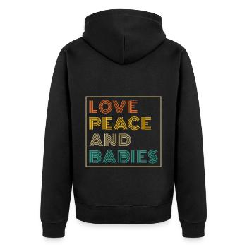 Hebamme Geburtshelfer - Unisex Premium Bio Zip Hoodie - Schwarz - Hinten - Nico (187cm)