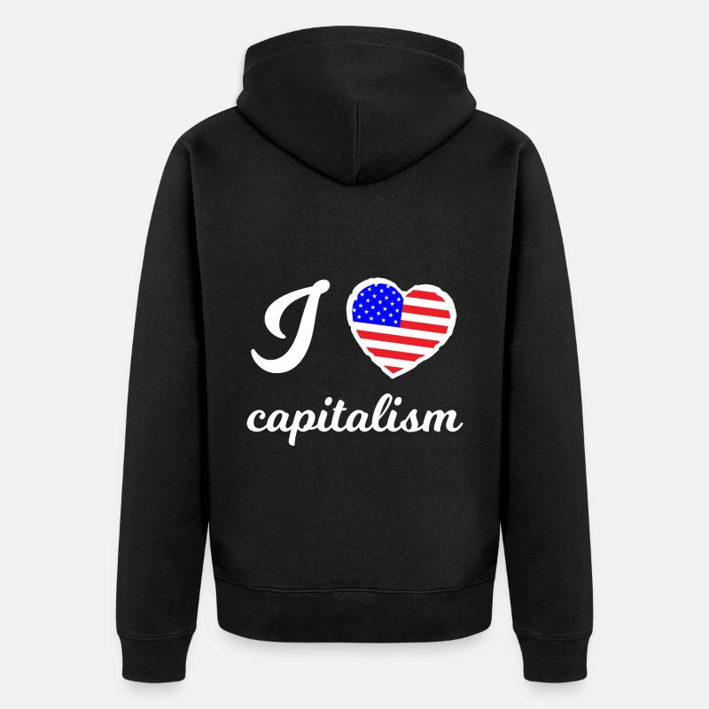 J’aime le capitalisme - Veste à capuche bio Premium Unisexe - noir