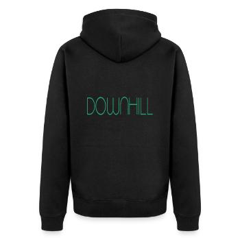downhill - Unisex Premium Bio Zip Hoodie - Schwarz - Hinten - Nico (187cm)