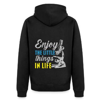 Enjoy the little things in life biologist - Unisex Premium Organic Zip Hoodie - black - Back - Nico (187cm)
