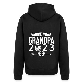 Werdender Opa 2023, 2023 werde ich Opa, 2023 Opa - Unisex Premium Bio Zip Hoodie - Schwarz - Hinten - Nico (187cm)