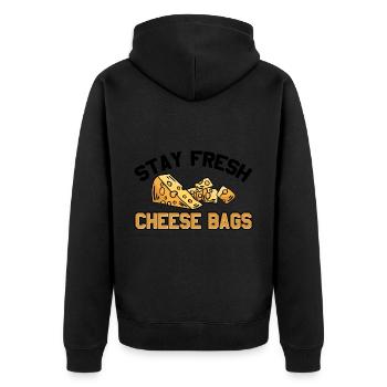 Stay Fresh Cheese Bags 17 - Unisex Premium Bio Zip Hoodie - Schwarz - Hinten - Nico (187cm)