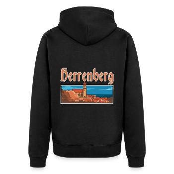 Herrenberg Stadt Altstadt Deutschland - Unisex Premium Bio Zip Hoodie - Schwarz - Hinten - Nico (187cm)