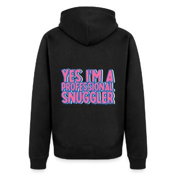 Yes, I'm A Professional Snuggler 2 - Unisex Premium Organic Zip Hoodie - black - Back - Nico (187cm)