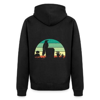 Raven crow and hooded crow Ravens Crows Corvids - Unisex Premium Organic Zip Hoodie - black - Back - Nico (187cm)
