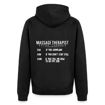 Massage Extra Charges, $50 If You Complain 4 - Unisex Premium Organic Zip Hoodie - black - Back - Nico (187cm)