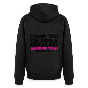 Thank You For Being A Freaking Awesome Team 1 - Unisex Premium Bio Zip Hoodie - Schwarz - Hinten - Nico (187cm)