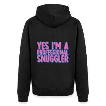 Yes, I'm A Professional Snuggler 2 - Unisex Premium Organic Zip Hoodie - black - Back - Nico (187cm)