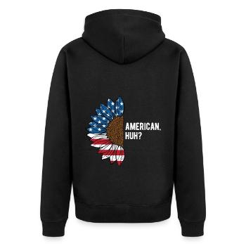 American Huh Independence 4th of July Freedom - Unisex Premium Organic Zip Hoodie - black - Back - Nico (187cm)