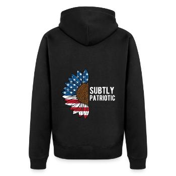 Subtly Patriotic American Proud USA Confident - Unisex Premium Organic Zip Hoodie - black - Back - Nico (187cm)