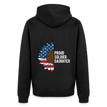 Proud Soldier Daughter American Patriotic USA - Unisex Premium Organic Zip Hoodie - black - Back - Nico (187cm)