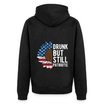 Drunk But Still Patriotic Proud Patriotism - Unisex Premium Organic Zip Hoodie - black - Back - Nico (187cm)