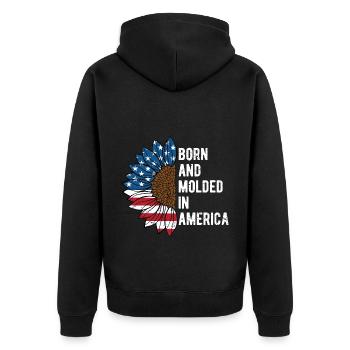 Born and Molded in America Patriotic 4th of July - Unisex Premium Organic Zip Hoodie - black - Back - Nico (187cm)