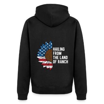 Hailing from the Land of Ranch Patriotic Proud - Unisex Premium Organic Zip Hoodie - black - Back - Nico (187cm)
