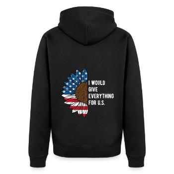 I Will Give Everything for US Patriotic American - Unisex Premium Organic Zip Hoodie - black - Back - Nico (187cm)